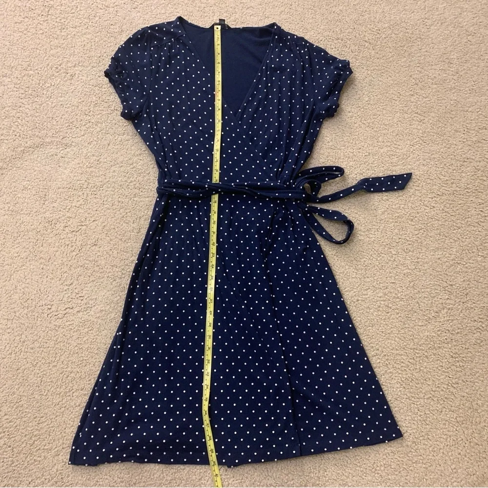 Lands' End Polka Dot Navy Wrap Dress - Picture 5 of 9